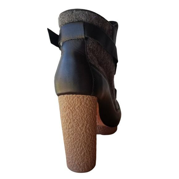 Wool + Leather Boots by Loeffler Randall Platform Round Rubber Heel Size 8.5 - Picture 4 of 7